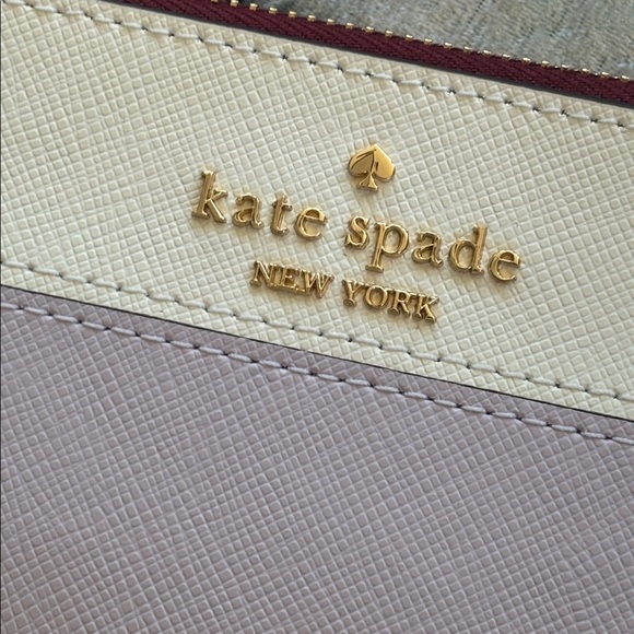 Brand New Kate Spade Colorblock Saffiano Leather L-Zip Medium Wristlet Lilac - Picture 5 of 16